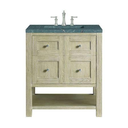 James Martin Vanities 30'' Single Vanity, Whitewashed Oak w/ 3 CM Parisien Bleu Quartz Top 330-V30-WWO-3PBL
